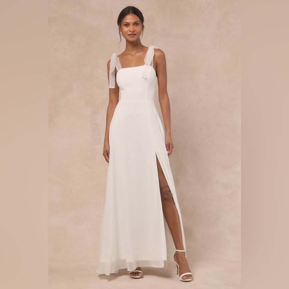 Lulus Radiant Romance White Tie-Strap Maxi Dress